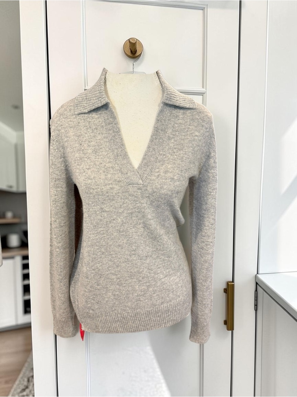 NWT Theory Slouchy Polo 100% Cashmere Sweater Husky Gray Size P NWT $375